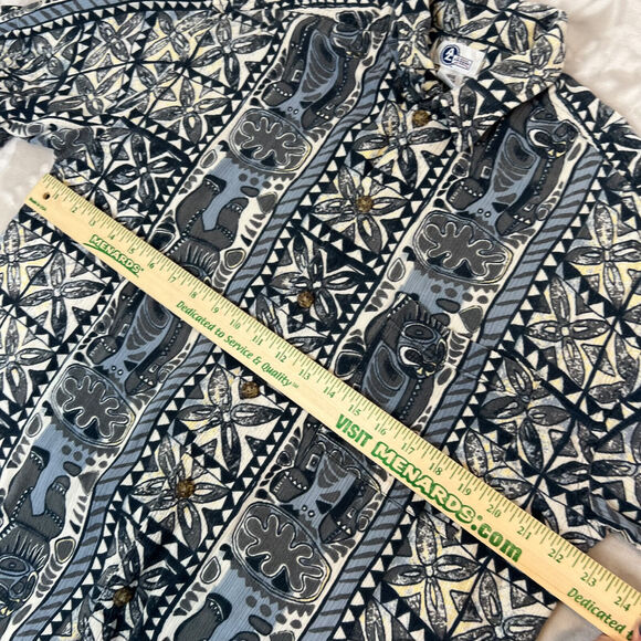 VTG Arizona Jean Co Shirt Mens Large Blue Hawaiian Tropical Button Front Coastal - Picture 6 of 12